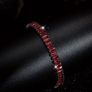 New Womens Ruby Cubic Zirconia Tennis Bracelet
